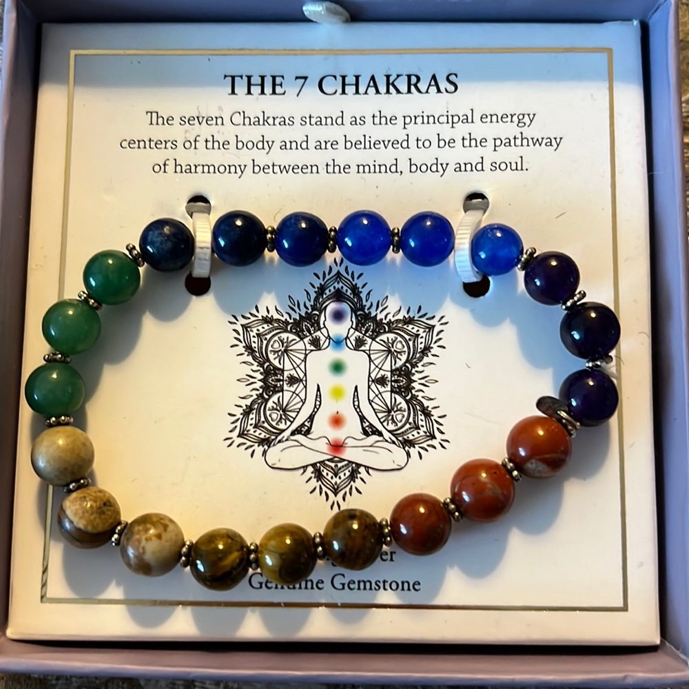 Bracelet 7 chakras gemstones & sterling silver